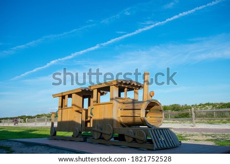 A Small Wooden Train on the Beach in Wildwood New Jersey