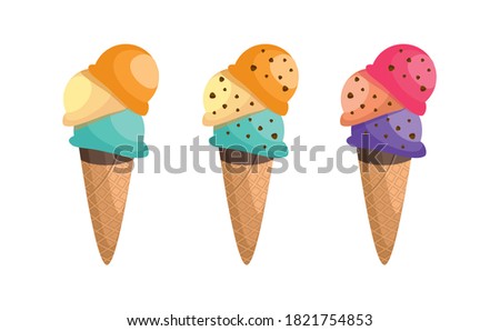 Ice cream icons. Vector set of simple linear icons.