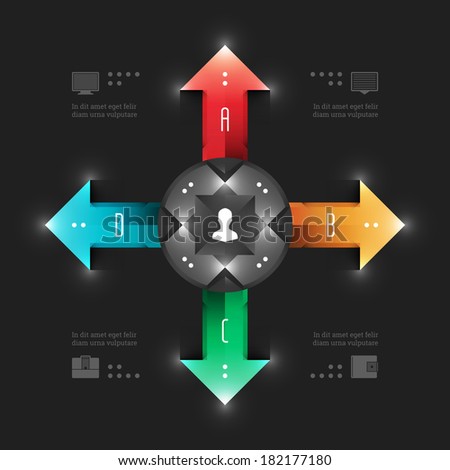 Business Infographics Design Template. Vector Elements. Management Workflow Arrows Illustration. EPS10
