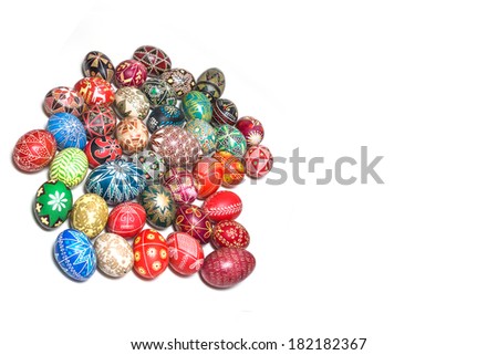 Card Happy Easter eggs on white background