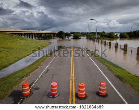 High water over flooded road