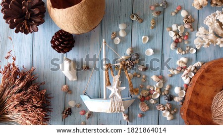Sea Elements, Sea Shell, Boat Model Decoration With Shells...,