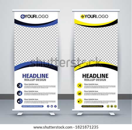 roll up brochure flyer banner design vertical template vector, abstract geometric background, modern x-banner and flag-banner, rectangle size.