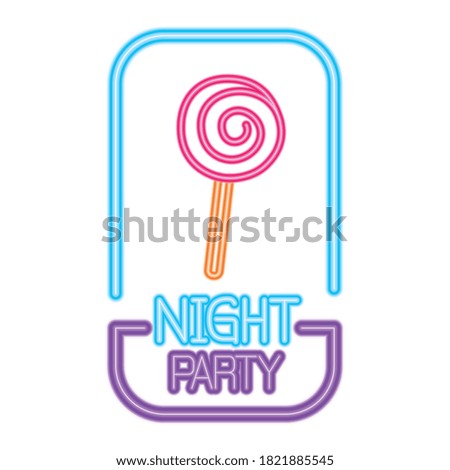 night party with candy design, celebration and entertainment theme Vector illustration