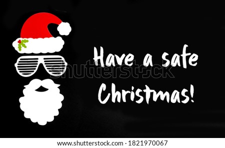 Santa Claus Paper Mask, Black Background, Have A Safe Christmas