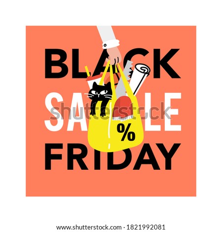 Black Friday Sale Concept Banner Doodle Illustration Premium Vector