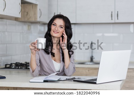 business woman working at home stay home online work