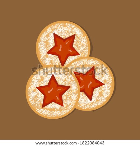 Christmas cookies on a dark background. Illustration of home baking