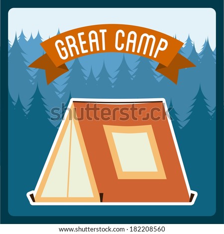 summer camp design over blue background, vector illustration