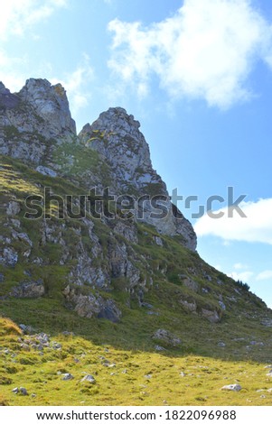 Bucegi Massif, in Carpathian Bend Mountains,  Transylvania, Romania. Being of great structural and morphological complexity, the Bucegi Massif appears as a natural fortress
