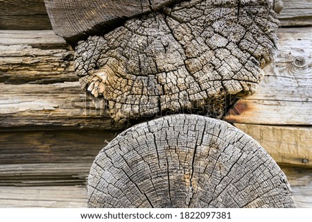 wooden wall of an ancient russian village cabin