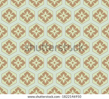 Japanese style retro vintage seamless pattern background polygon cross frame flower
