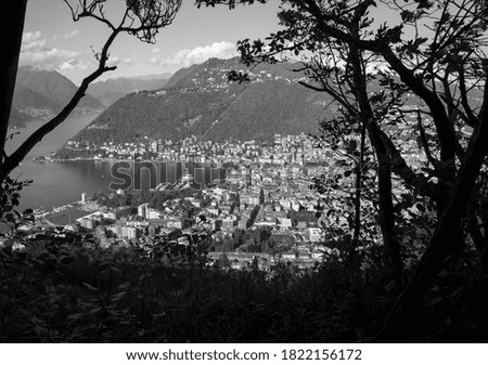 Como - The little towns under the  mountains and lake Como.
