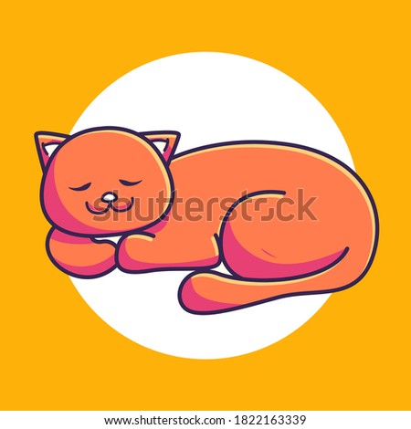 cute orange cat sleeping. cartoon vector illustration