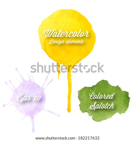 Vector watercolor design elements. Hand drawn abstract colorful blots.