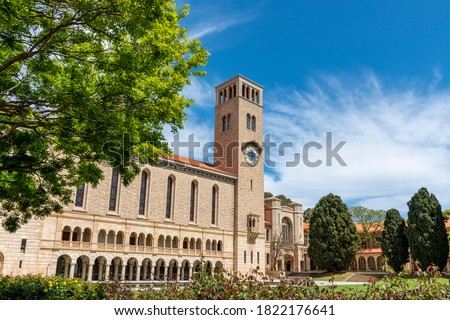 Winthrop Hall located at the University of Western Australia, in Perth, Australia Royalty-Free Stock Photo #1822176641