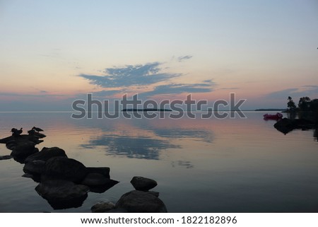 Moments before sun rises over lake Simcoe