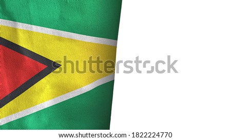Guyana flag isolated on white with copyspace 3D rendering