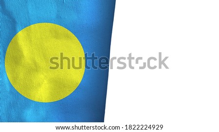 Palau flag isolated on white with copyspace 3D rendering