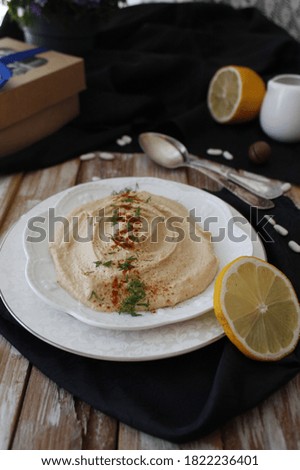 Hummus, chickpea dip, with spices