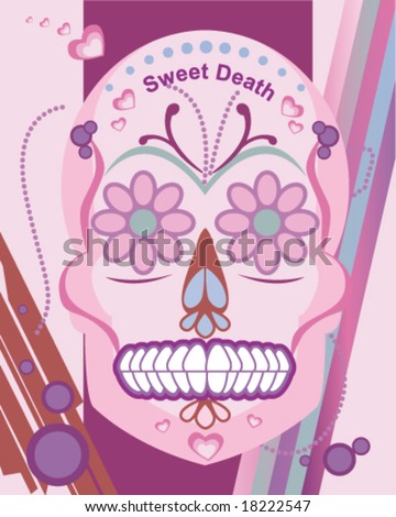 pink mexican skull in vector, religious day