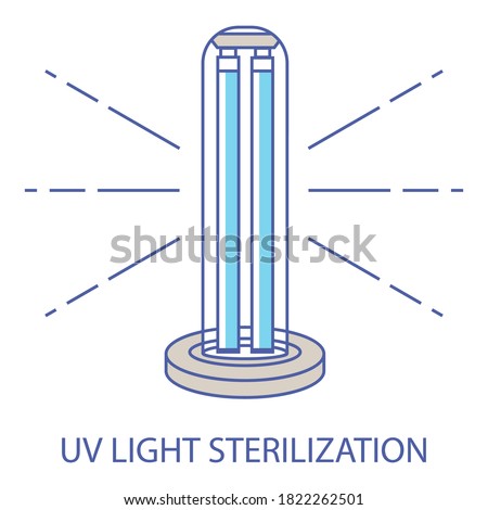 UV light disinfection color icon. Ultraviolet light sterilization of air and surfaces. Ultraviolet germicidal irradiation. Surface cleaning, medical decontamination procedure. UV lamp. Vector Royalty-Free Stock Photo #1822262501