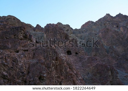 Hiking in evening in mountains near Eilat, south Israel