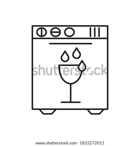 Dishwasher icon in outline style isolated on white background. Kitchen symbol stock vector illustration.