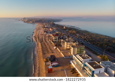  Summer sunrise over Mamaia coastline, at the Black Sea, Romania Royalty-Free Stock Photo #1822272935