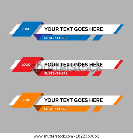 colorful lower thirds set template vector. modern, simple, clean style. flat design with paper layer effect Royalty-Free Stock Photo #1822360061