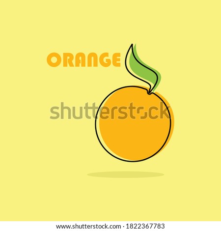 vector illustration of an orange fruit icon. a fresh orange with a green leaf symbol on it. for website design or print media such as posters, menus, and picture books for children's learning.