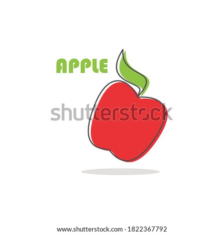vector illustration of a red apple icon. A fresh apple with a green leaf emblem on it. for website design or print media such as menus and children's picture books etc.