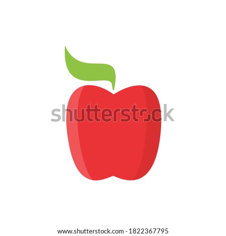 Red apple icon. Fresh apple with the symbol of green leaf on it. for website designs or buttons for mobile applications and can be displayed in print.