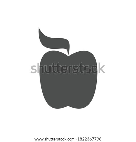 Apple icon is black. Fresh apple with leaf emblem. for website design or buttons to mobile applications and can be displayed on print media.