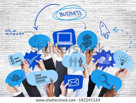 Business People Holding Speech Bubbles And Social Networking
