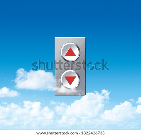 Blue sky background and elevator buttons