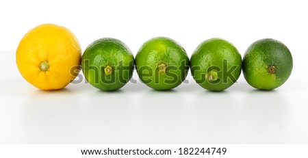 Lemon and limes, isolated on white