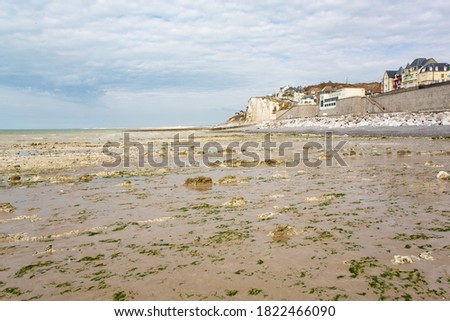 Ebb tide in Ault, Atlantic ocean in France