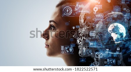 AI (Artificial Intelligence) concept. Deep learning. Machine learning. Singularity. Royalty-Free Stock Photo #1822522571