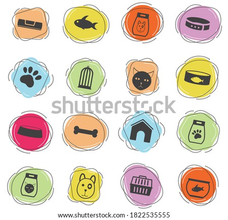 goods for pets web icons for user interface design