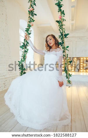 Wedding day and beautiful bride in studio Royalty-Free Stock Photo #1822588127