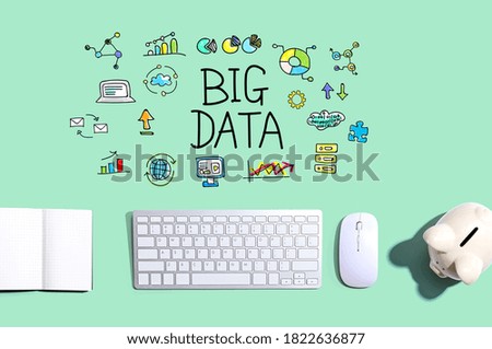 Big data with a computer keyboard and a piggy bank