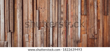 Banner picture of pieces of wood made into wall. background and wallpaper concept