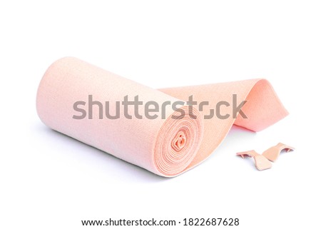 Medical bandage roll, Elastic bandage roll isolated on white background.
