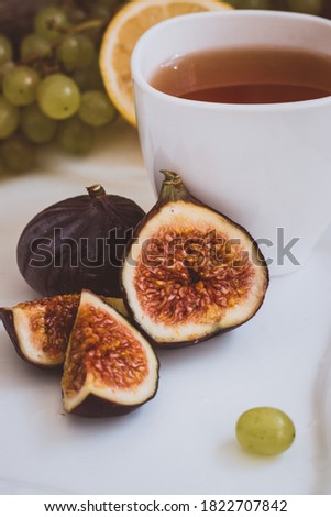 autumn atmosphere hot tea and fruit