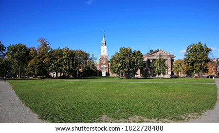 Dartmouth College campus scenery in fall, Hanover, New Hampshire, USA Royalty-Free Stock Photo #1822728488