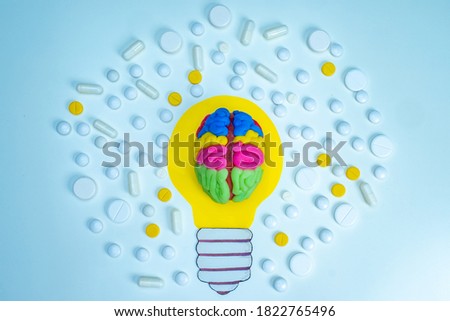 Medications for the brain. Stimulating mental activity. Drugs to improve brain circulation. Nootropics. Pills for the brain. Royalty-Free Stock Photo #1822765496