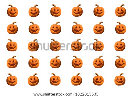 Halloween pumpkins pattern isolated on a white background