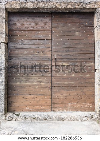 old wooden door in Rocamadour, France