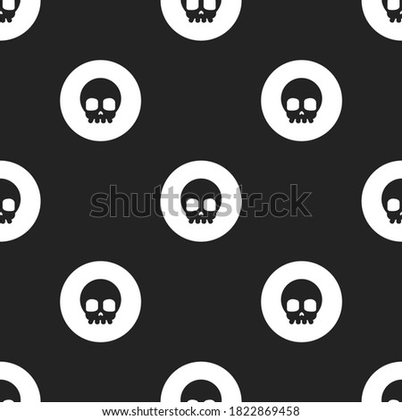 skull and crossbones black seamless pattern on white background. Gothic ornament.  Modern sceleton wallpaper for fabric or wrapping. Vector illustration